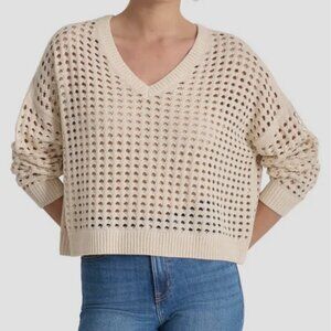 DKNY Open Stitch V Neck Sweater Size Medium